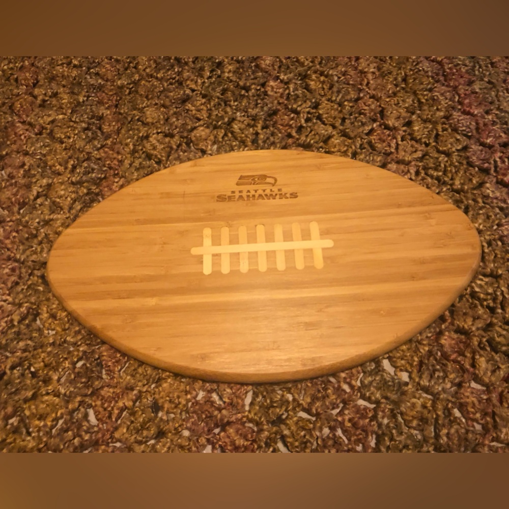 Seattle Seahawks Football-Shaped Cutting Board - Picture 2 of 6